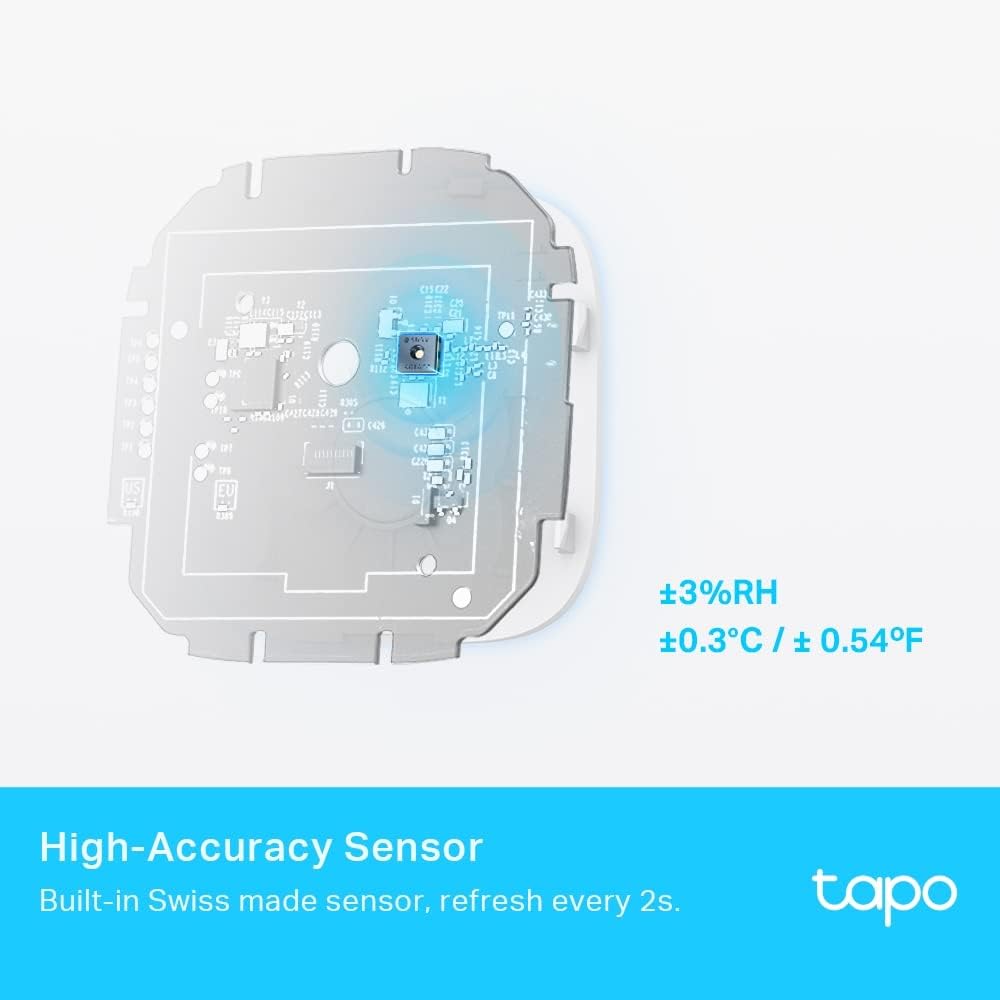 Tapo T315 Digital Hygrometer Thermometer Smart Temperature & Humidity Monitor | Real Time | Home Automation | Free Data Storage & Visual Graphs | Hub Required, Pack of 1 Tapo